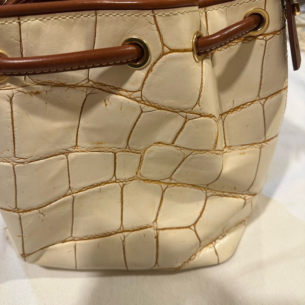 Dooney & Bourke Cream Croc-Embossed Hobo Bag